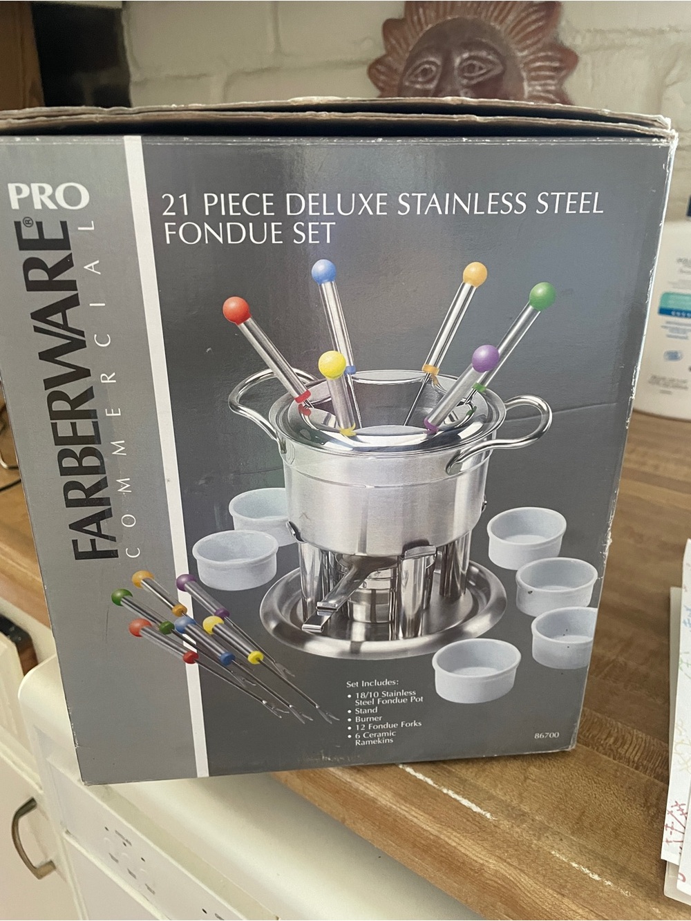 Farberware Stainless Steel Fondue Set with Multicolor Fork Handles